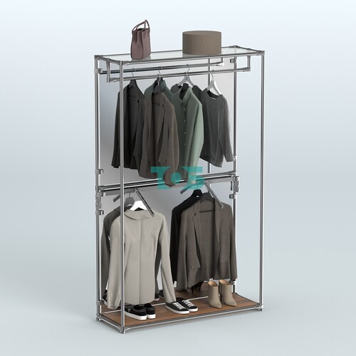 Торговая система ХРОМ (задняя стенка - зеркало) 1200 мм с поручнями №2