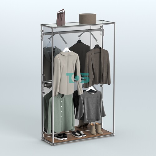 Торговая система ХРОМ (задняя стенка - зеркало) 1200 мм с поручнями №3