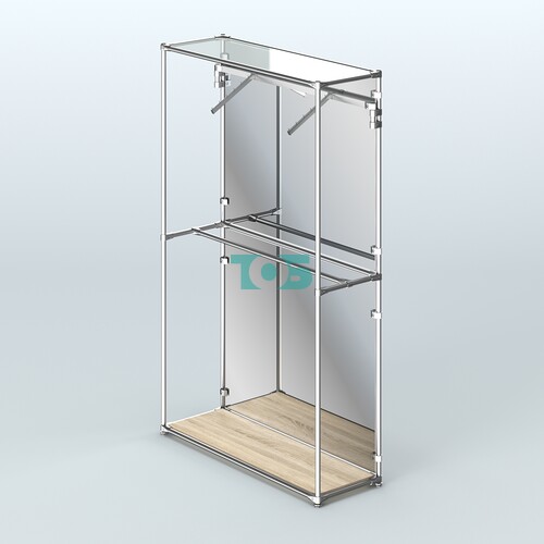 Торговая система ХРОМ (задняя стенка - зеркало) 1200 мм с поручнями №4