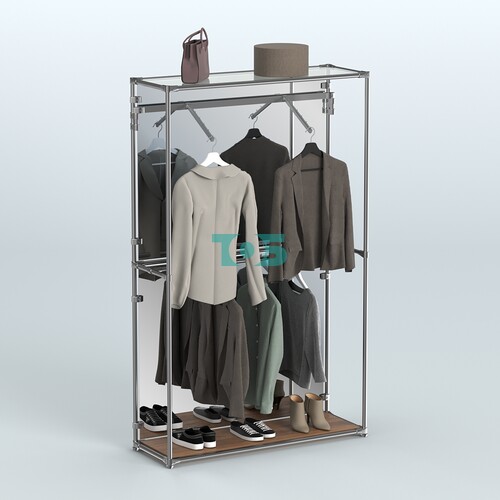 Торговая система ХРОМ (задняя стенка - зеркало) 1200 мм с поручнями №4