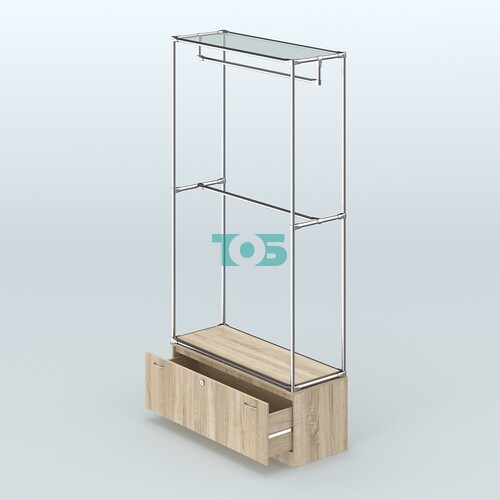 Торговая система ХРОМ без ДСП 1200 мм №1-1 с тумбой Т-11 и поручнями