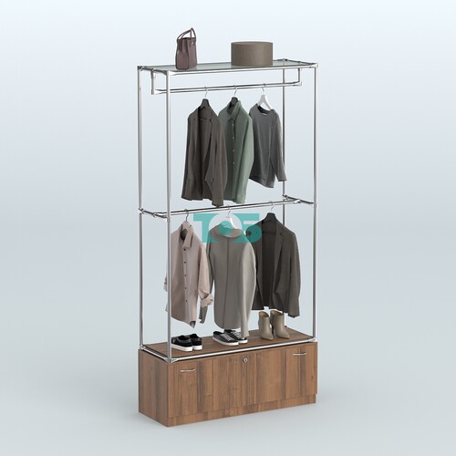 Торговая система ХРОМ без ДСП 1200 мм №1-1 с тумбой Т-11 и поручнями