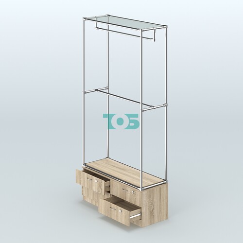 Торговая система ХРОМ без ДСП 1200 мм №1-2 с тумбой Т-14 и поручнями