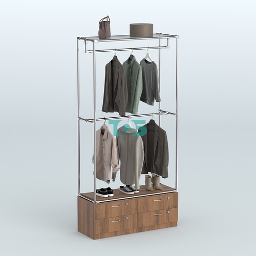 Торговая система ХРОМ без ДСП 1200 мм №1-2 с тумбой Т-14 и поручнями