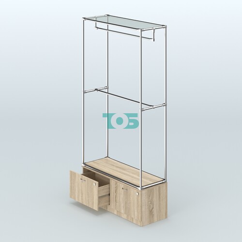 Торговая система ХРОМ без ДСП 1200 мм №1-3 с тумбой Т-15 и поручнями