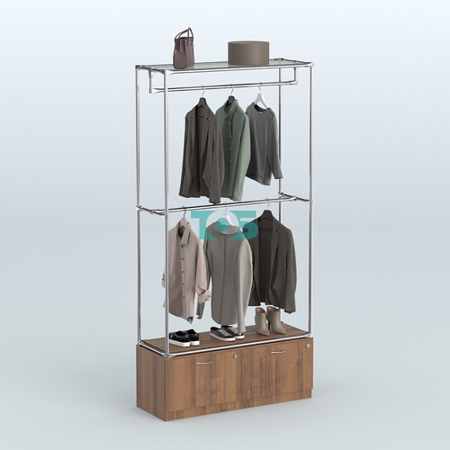 Торговая система ХРОМ без ДСП 1200 мм №1-3 с тумбой Т-15 и поручнями