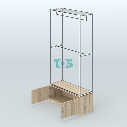 Торговая система ХРОМ без ДСП 1200 мм №1-4 с тумбой Т-21 и поручнями