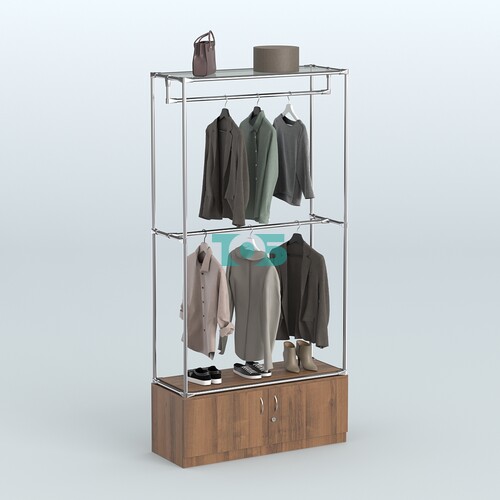 Торговая система ХРОМ без ДСП 1200 мм №1-4 с тумбой Т-21 и поручнями