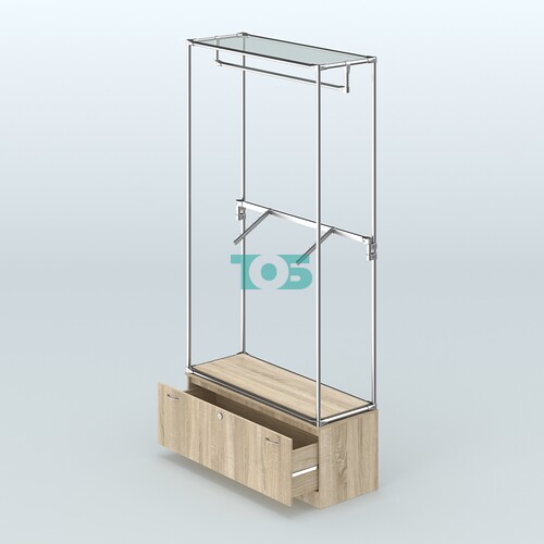 Торговая система ХРОМ без ДСП 1200 мм №2-1 с тумбой Т-11 и поручнями