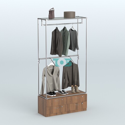 Торговая система ХРОМ без ДСП 1200 мм №2-2 с тумбой Т-14 и поручнями