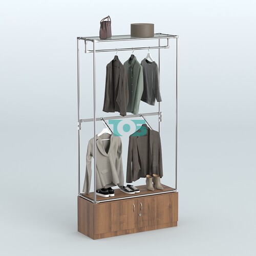 Торговая система ХРОМ без ДСП 1200 мм №2-4 с тумбой Т-21 и поручнями