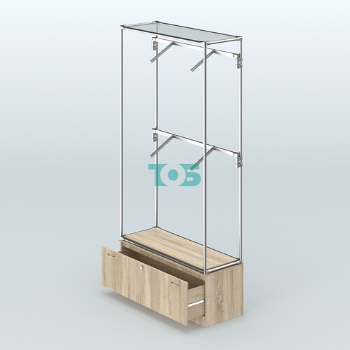 Торговая система ХРОМ без ДСП 1200 мм №3-1 с тумбой Т-11 и поручнями