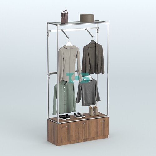 Торговая система ХРОМ без ДСП 1200 мм №3-1 с тумбой Т-11 и поручнями