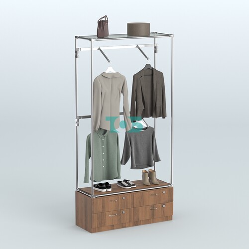 Торговая система ХРОМ без ДСП 1200 мм №3-2 с тумбой Т-14 и поручнями