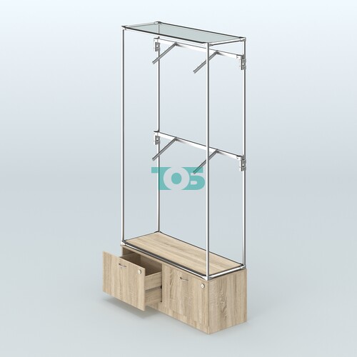 Торговая система ХРОМ без ДСП 1200 мм №3-3 с тумбой Т-15 и поручнями