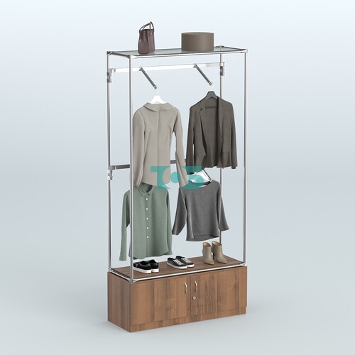 Торговая система ХРОМ без ДСП 1200 мм №3-4 с тумбой Т-21 и поручнями