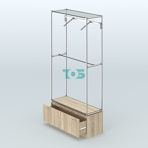 Торговая система ХРОМ без ДСП 1200 мм №4-1 с тумбой Т-11 и поручнями