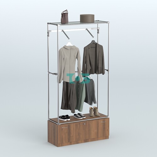 Торговая система ХРОМ без ДСП 1200 мм №4-1 с тумбой Т-11 и поручнями