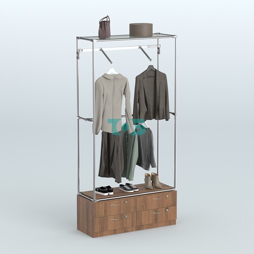 Торговая система ХРОМ без ДСП 1200 мм №4-2 с тумбой Т-14 и поручнями