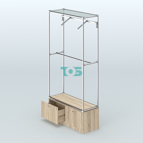 Торговая система ХРОМ без ДСП 1200 мм №4-3 с тумбой Т-15 и поручнями