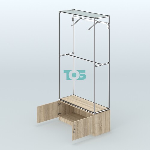 Торговая система ХРОМ без ДСП 1200 мм №4-4 с тумбой Т-21 и поручнями