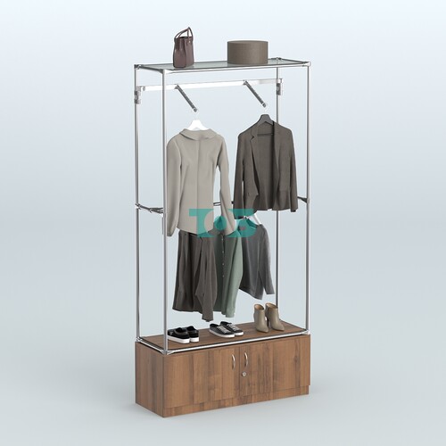 Торговая система ХРОМ без ДСП 1200 мм №4-4 с тумбой Т-21 и поручнями