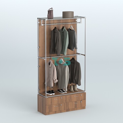 Торговая система ХРОМ (задняя стенка - ДСП) 1200 мм №1-2 с тумбой Т-14 и поручнями