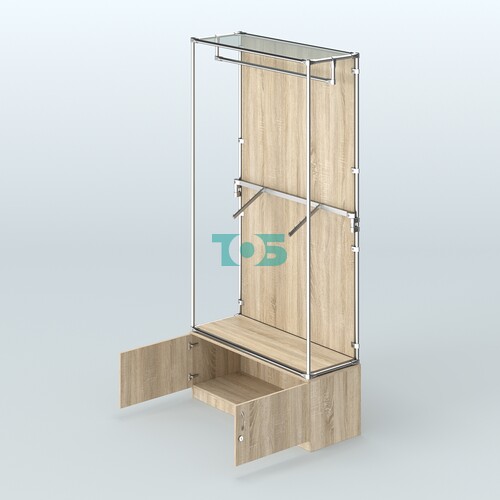 Торговая система ХРОМ (задняя стенка - ДСП) 1200 мм №2-4 с тумбой Т-21 и поручнями
