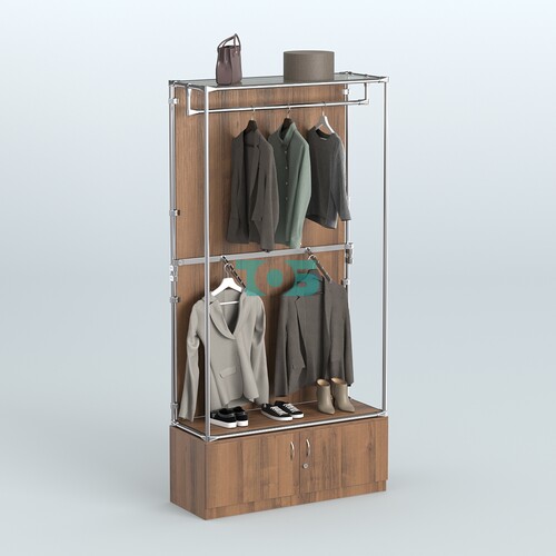 Торговая система ХРОМ (задняя стенка - ДСП) 1200 мм №2-4 с тумбой Т-21 и поручнями