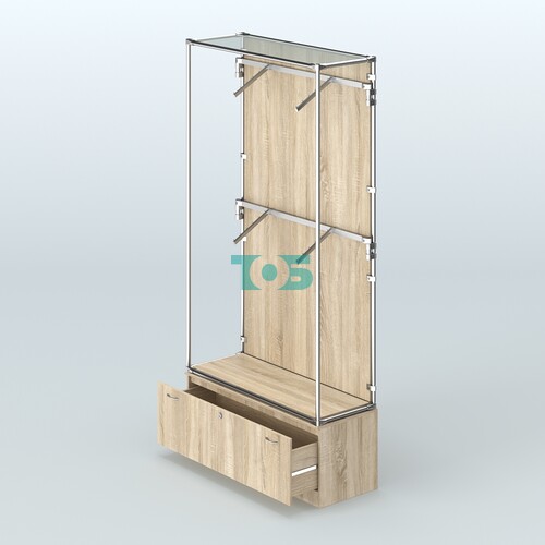 Торговая система ХРОМ (задняя стенка - ДСП) 1200 мм №3-1 с тумбой Т-11 и поручнями