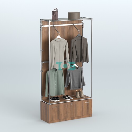 Торговая система ХРОМ (задняя стенка - ДСП) 1200 мм №3-1 с тумбой Т-11 и поручнями