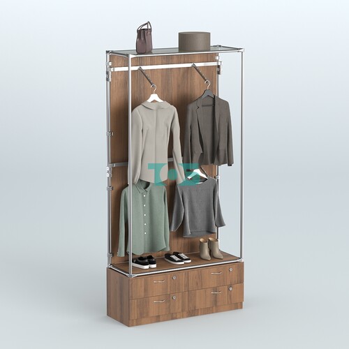 Торговая система ХРОМ (задняя стенка - ДСП) 1200 мм №3-2 с тумбой Т-14 и поручнями