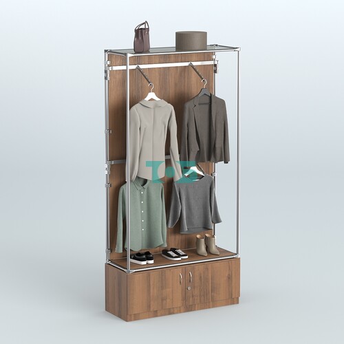 Торговая система ХРОМ (задняя стенка - ДСП) 1200 мм №3-4 с тумбой Т-21 и поручнями