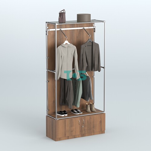 Торговая система ХРОМ (задняя стенка - ДСП) 1200 мм №4-4 с тумбой Т-21 и поручнями