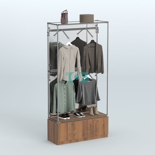 Торговая система ХРОМ (задняя стенка - зеркало) 1200 мм №3-3 с тумбой Т-15 и поручнями