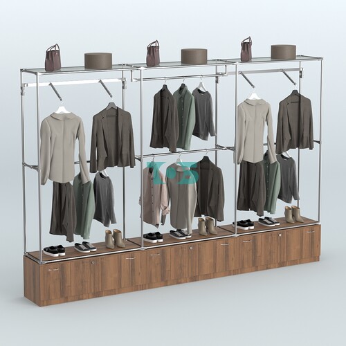 Торговая система ХРОМ без ДСП 3600 мм №3 с тумбами Т-11 и поручнями