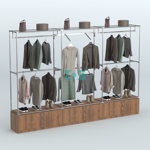 Торговая система ХРОМ без ДСП 3600 мм №5 с тумбами Т-21 и поручнями