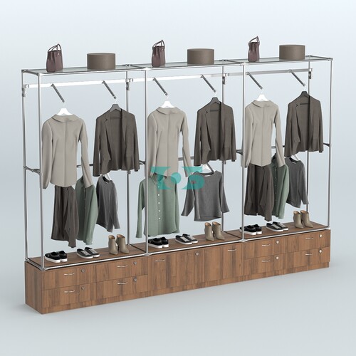 Торговая система ХРОМ без ДСП 3600 мм №6 с тумбами Т-11, Т-14 и поручнями