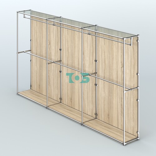 Торговая система ХРОМ (задняя стенка - ДСП) 3600 мм с поручнями №1