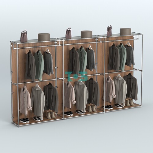 Торговая система ХРОМ (задняя стенка - ДСП) 3600 мм с поручнями №1