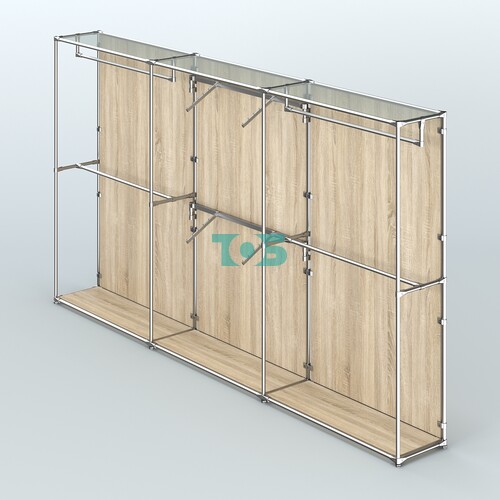 Торговая система ХРОМ (задняя стенка - ДСП) 3600 мм с поручнями №5