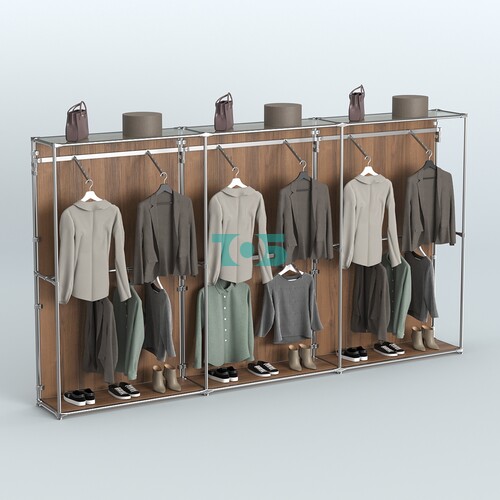 Торговая система ХРОМ (задняя стенка - ДСП) 3600 мм с поручнями №6