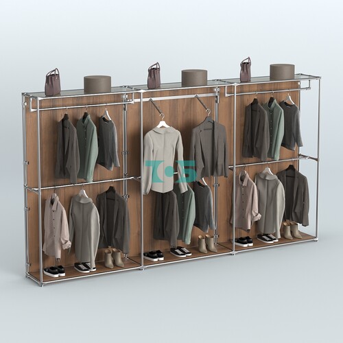 Торговая система ХРОМ (задняя стенка - ДСП) 3600 мм с поручнями №8