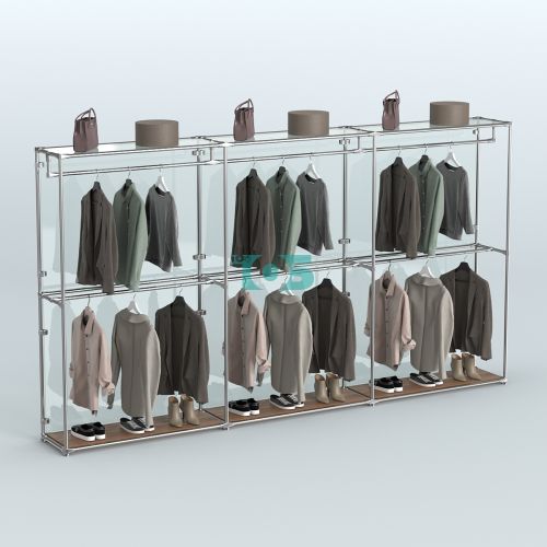 Торговая система ХРОМ (задняя стенка - стекло) 3600 мм с поручнями №1