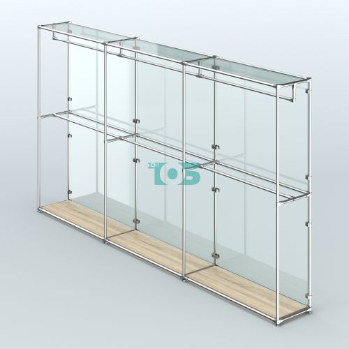 Торговая система ХРОМ (задняя стенка - стекло) 3600 мм с поручнями №1