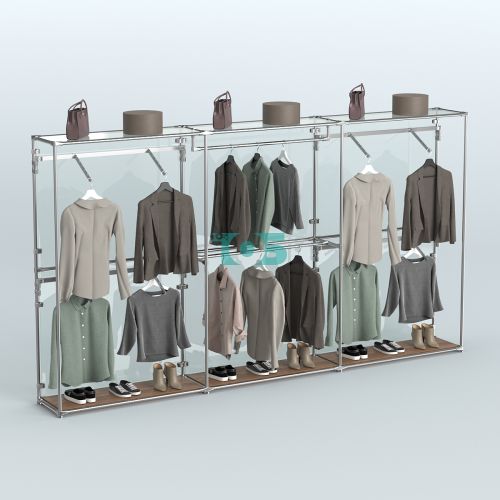 Торговая система ХРОМ (задняя стенка - стекло) 3600 мм с поручнями №2