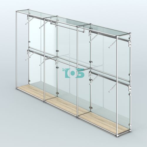 Торговая система ХРОМ (задняя стенка - стекло) 3600 мм с поручнями №2