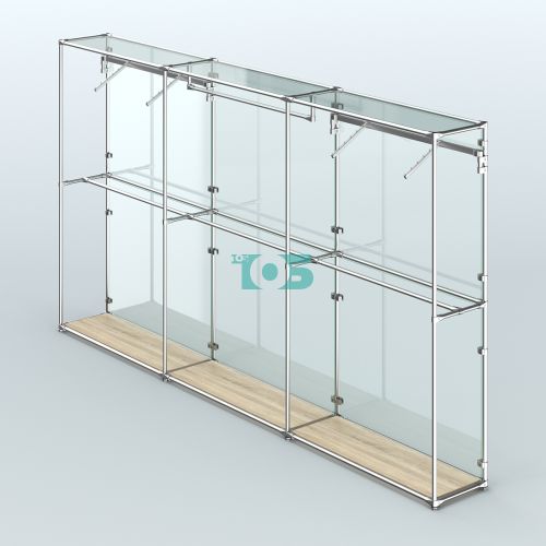 Торговая система ХРОМ (задняя стенка - стекло) 3600 мм с поручнями №3