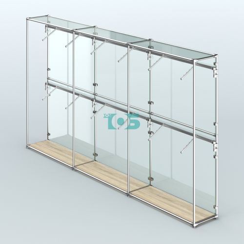 Торговая система ХРОМ (задняя стенка - стекло) 3600 мм с поручнями №4