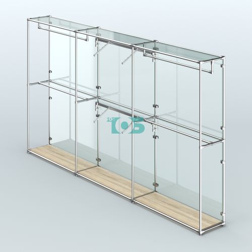 Торговая система ХРОМ (задняя стенка - стекло) 3600 мм с поручнями №5